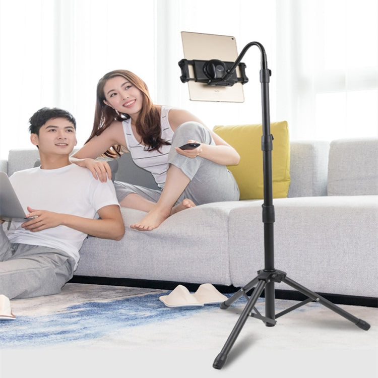 Adjustable Aluminum iPad Floor Stand with Gooseneck Holder