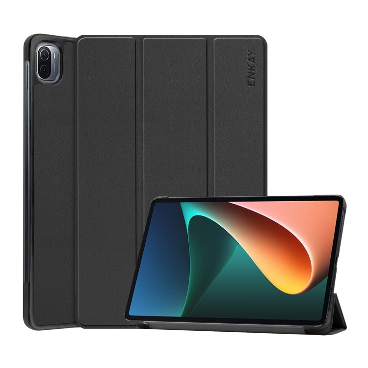 ENKAY Custer Texture Horizontal Flip Leather Case for Xiaomi Mi Pad 5/5 Pro (Black)
