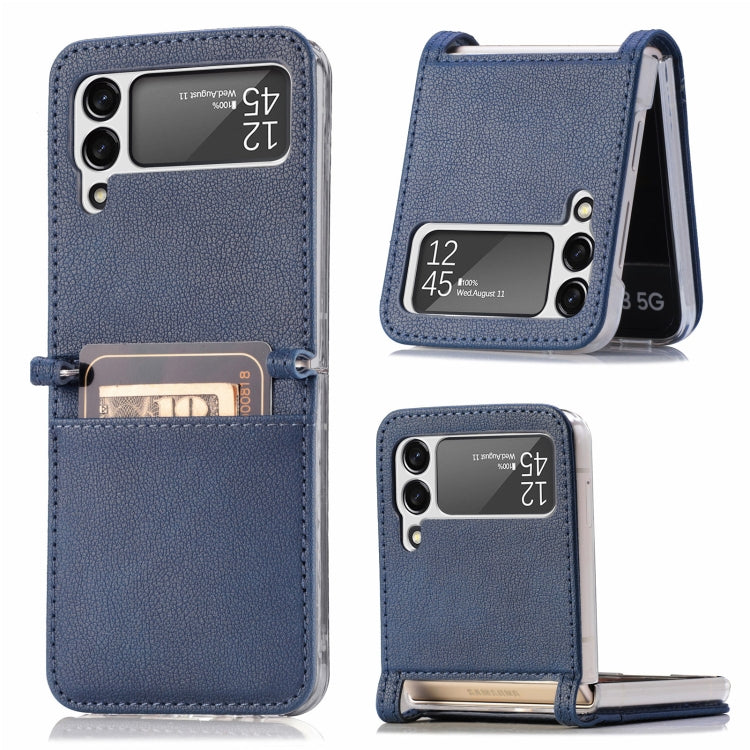 Blue Litchi Pattern Shockproof Leather Case for Samsung Galaxy Z Flip3 5G