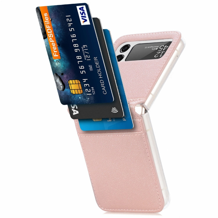 Samsung Galaxy Z Flip3 5G Pink Litchi Pattern Leather Case with Card Holder