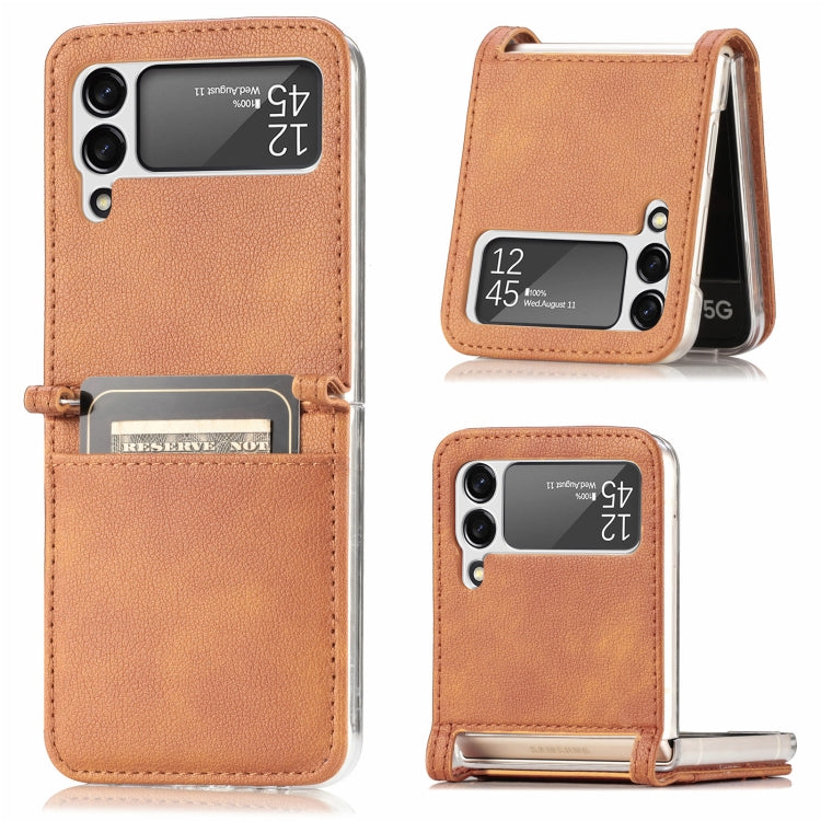 Samsung Galaxy Z Flip3 5G Brown Leather Shockproof Case