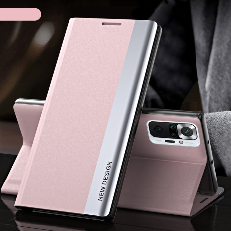 Pink Ultra-Thin Magnetic Flip Leather Case for Xiaomi Redmi Note 10 Pro / Note 10 Pro Max