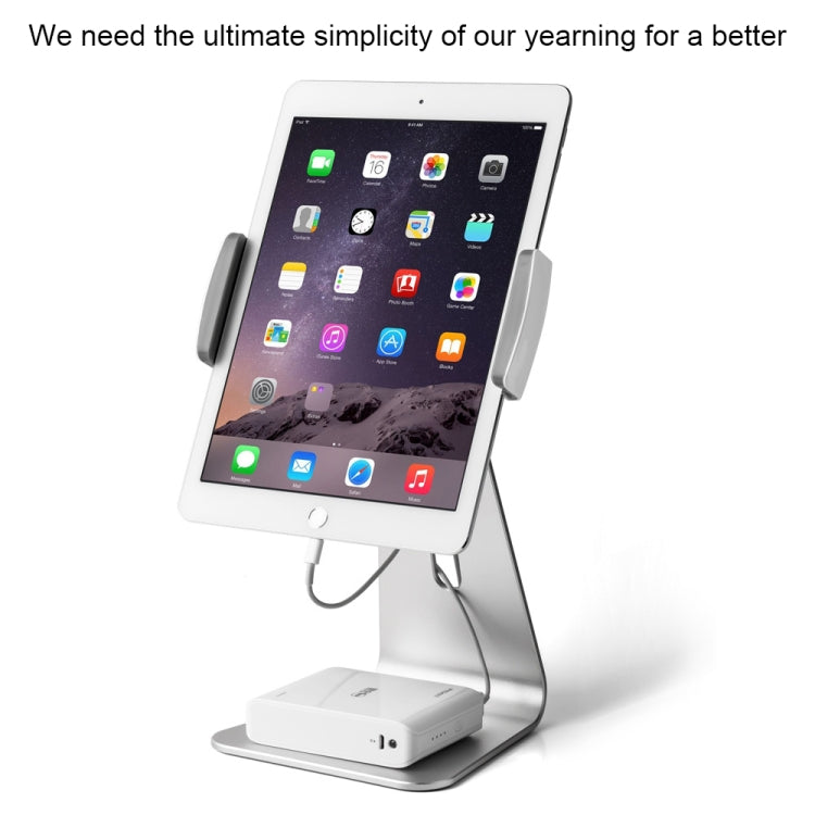 AP-7S 7-13 inch Universal Tablet PC Aluminum Alloy 360 Rotation Desktop Stand with Silicone Protection and Replaceable Pull Clip