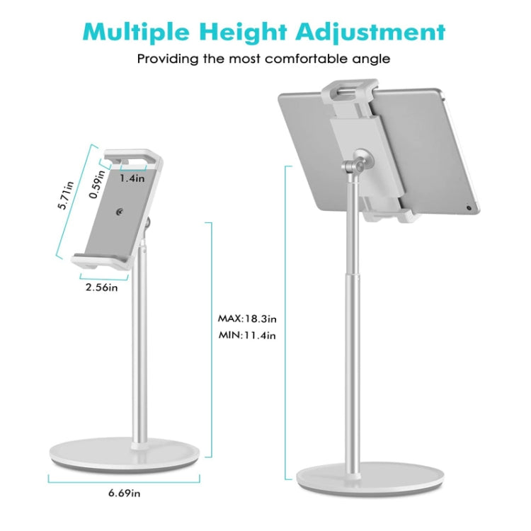Height Adjustable Aluminum Alloy Holder for Mobile Phones and Tablets with 360-Degree Rotation