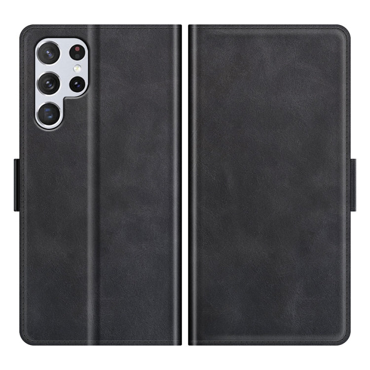 Samsung Galaxy S22 Ultra 5G Magnetic Buckle Leather Case with Holder & Wallet (Black)