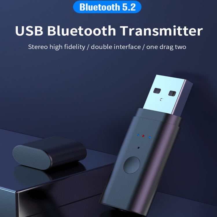 TX35 Bluetooth 5.2 Transmitter with Dual USB / AUX Output and One Drag Two Functionality