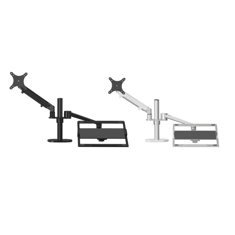 Height Adjustable Aluminum Desktop Computer Stand for 17-32 inch and 12-17 inch Monitor (Silver)