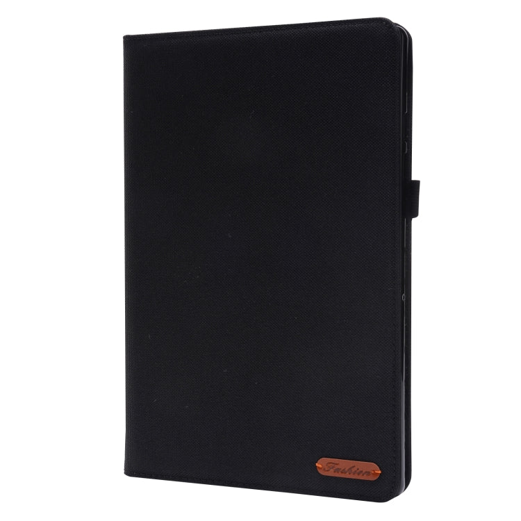 Flip Fabric PU Leather Tablet Case for Samsung Galaxy Tab A8 10.5 2021 with Card Slots & Holder (Black)