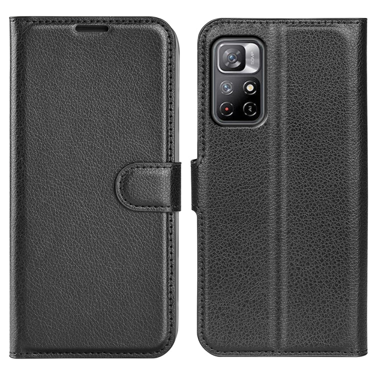 Xiaomi Redmi Note 11 Litchi Texture Black Flip Case with Horizontal Holder & Card Slots