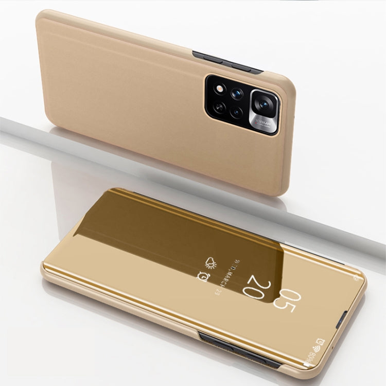 Gold Plated Mirror Kickstand Flip Leather Phone Case for Xiaomi Redmi Note 11 Pro