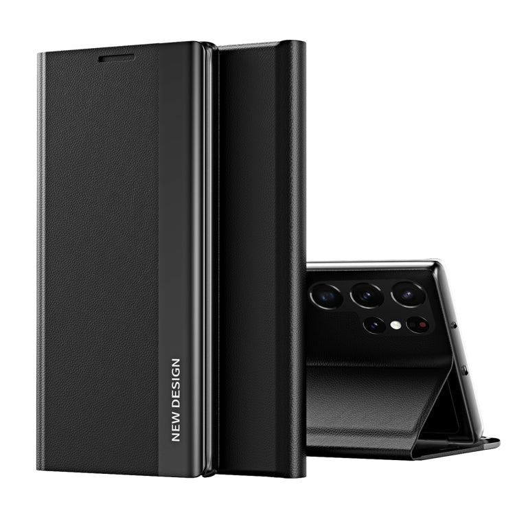 Samsung Galaxy S22 Ultra 5G Black Magnetic Flip Leather Case