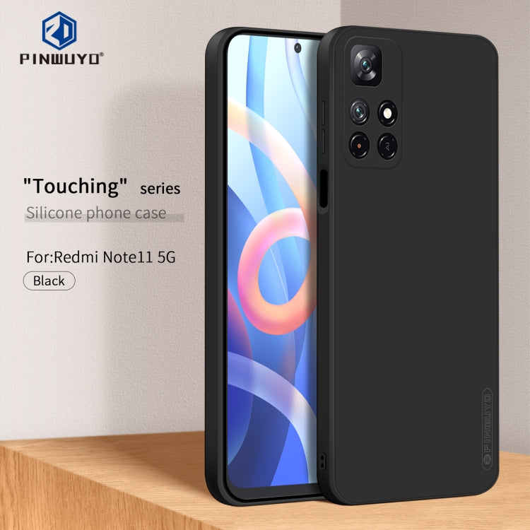 PINWUYO Liquid Silicone TPU Phone Case for Xiaomi Redmi Note 11 / Poco M4 Pro 5G - Black