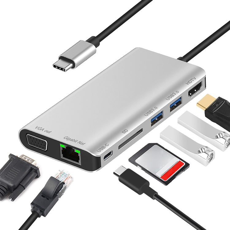 7-in-1 Type-C Dock Hub Adapter with 4K HDMI, Power Delivery, and USB 3.0