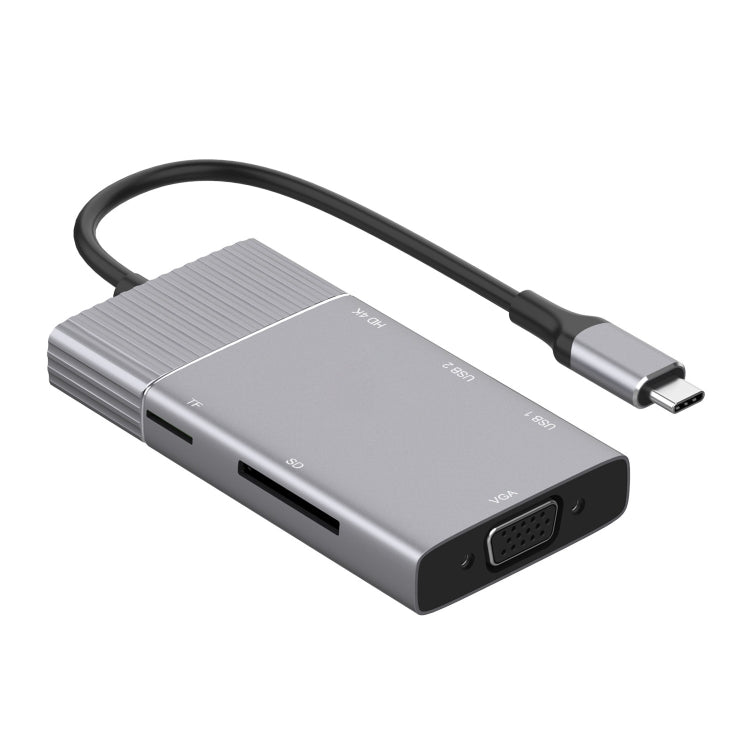 8 in 1 Type-C Hub Adapter with 4K HDMI, SD/TF, USB x 2, VGA, and 3.5mm Ports