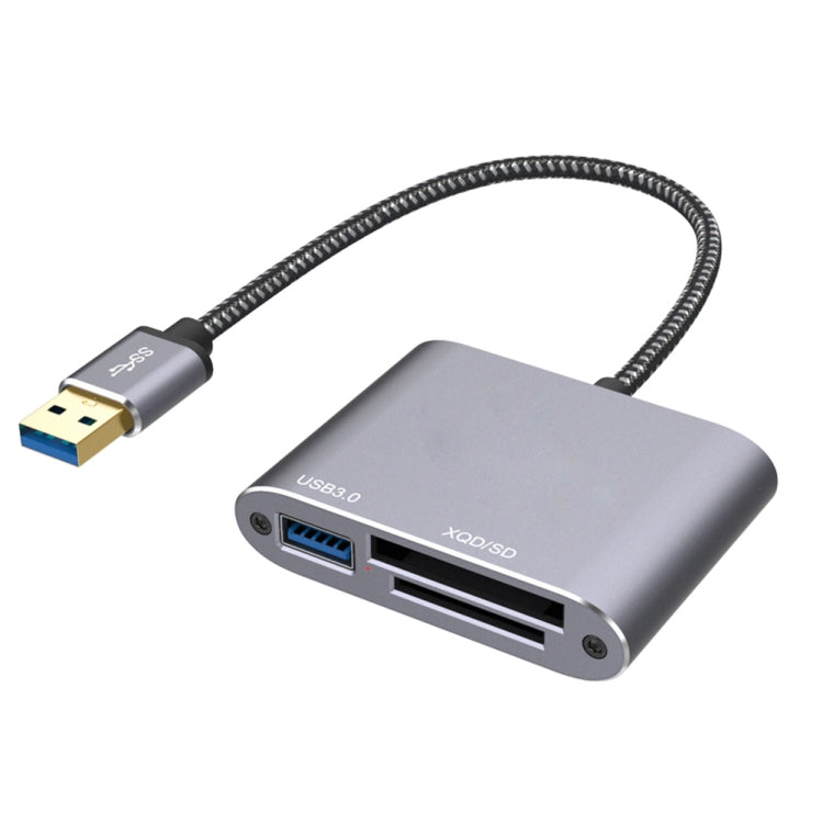 3-in-1 USB3.0 Card Reader with XQD/SD and USB Ports