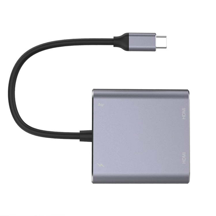 Type-C 4-in-1 Adapter with Dual HDMI, USB, and Type-C HUB