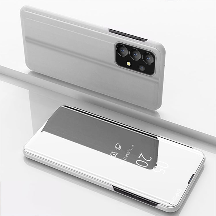 Silver Plated Mirror Flip Leather Case for Samsung Galaxy A33 5G with Holder