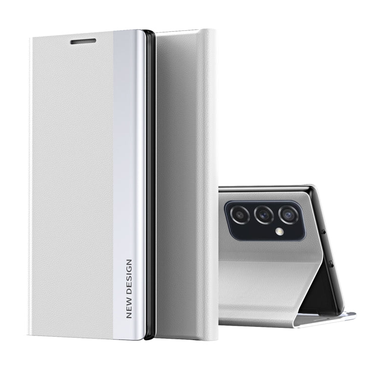 Samsung Galaxy A33 5G Silver Electroplated Magnetic Flip Leather Case with Holder
