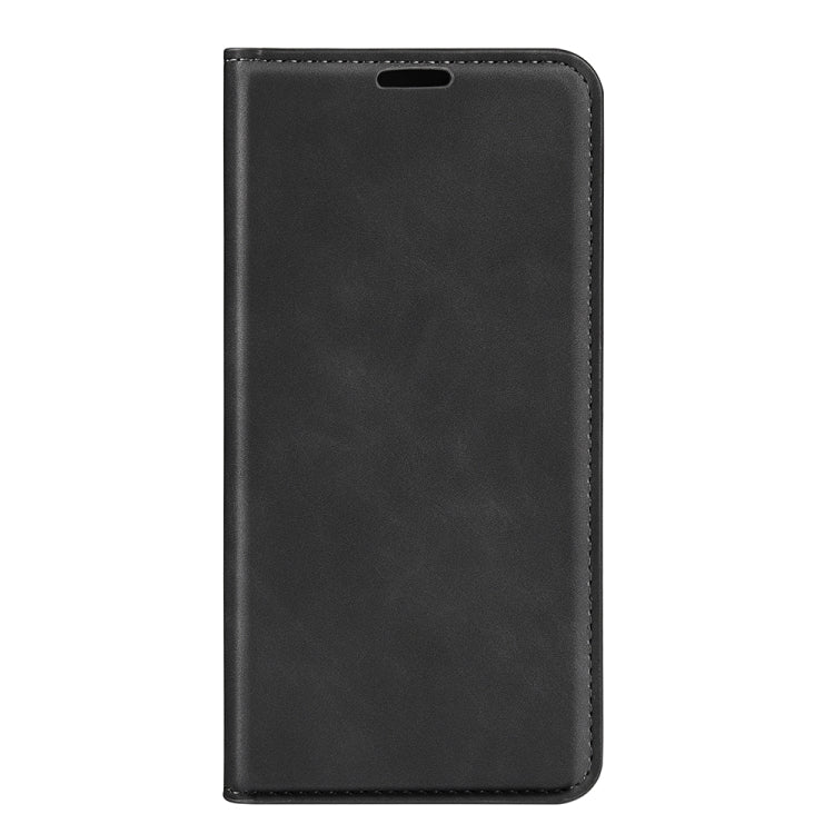 OPPO Reno 7 5G Magnetic Suction Leather Phone Case (Black) with Retro Design