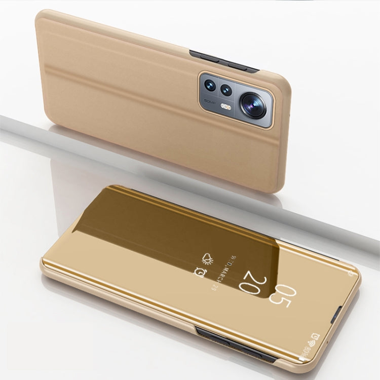 Xiaomi 12 Pro Plated Mirror Horizontal Flip Leather Case with Holder (Gold)