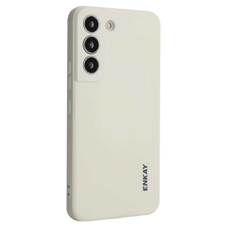ENKAY Liquid Silicone Soft Shockproof Phone Case for Samsung Galaxy S22 5G (Beige)