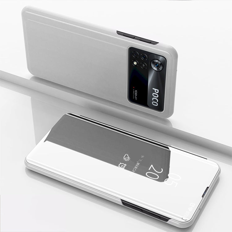 Silver Plated Mirror Flip Leather Case for Xiaomi Poco X4 Pro 5G