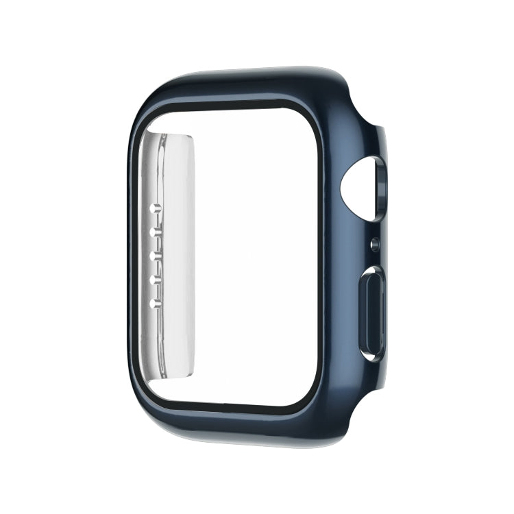 Blue Electroplating Monochrome PC+Tempered Film Watch Case for Apple Watch Series 8 / 7 41mm