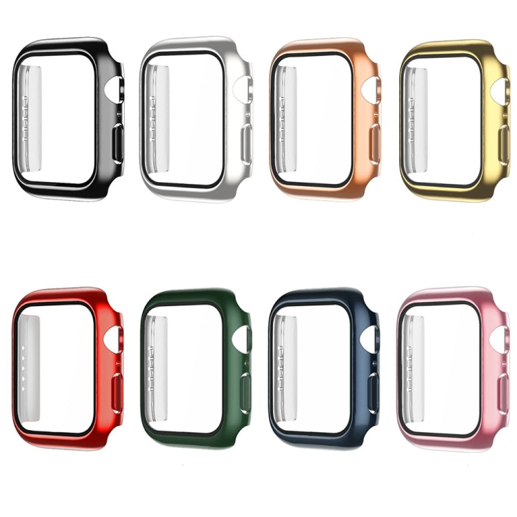 Blue Electroplating Monochrome PC+Tempered Film Watch Case for Apple Watch Series 8 / 7 41mm