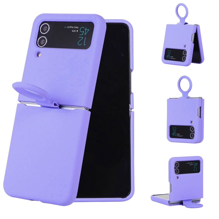 Samsung Galaxy Flip 3 Silicone Phone Case with Integrated Ring (Purple)