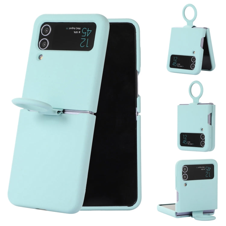 Sky Blue Silicone Phone Case with Integrated Ring Buckle for Samsung Galaxy Flip 3
