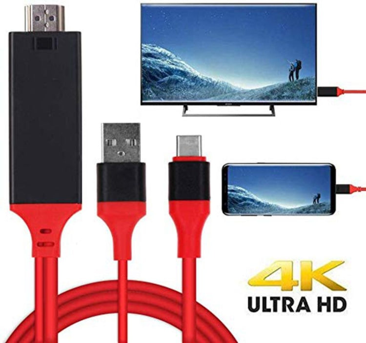 USB-C to HDMI 4K Video Converter Cable for Android Devices (Red)