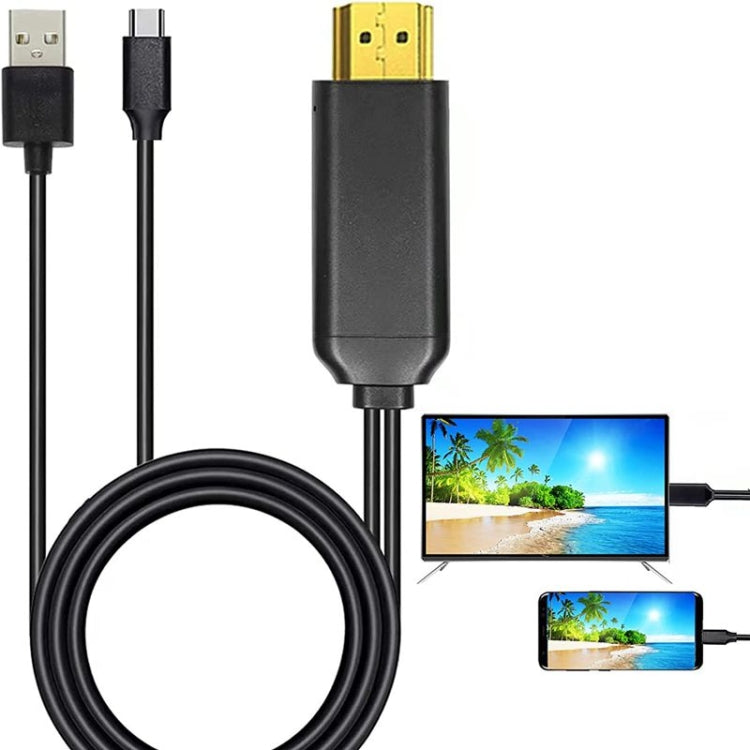 USB 3.1 Type-C to HDMI MHL 4K HD Video Digital Converter Cord for Android Phone to Monitor Projector TV (Black)