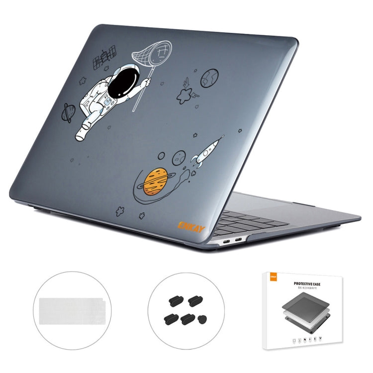 ENKAY Hat-Prince 3 in 1 Spaceman Pattern Crystal Case for MacBook Air 13.3 2020 A2179/A2337/A2779 2023 with TPU Keyboard Film / Anti-dust Plugs, US Version (Spaceman No.2)