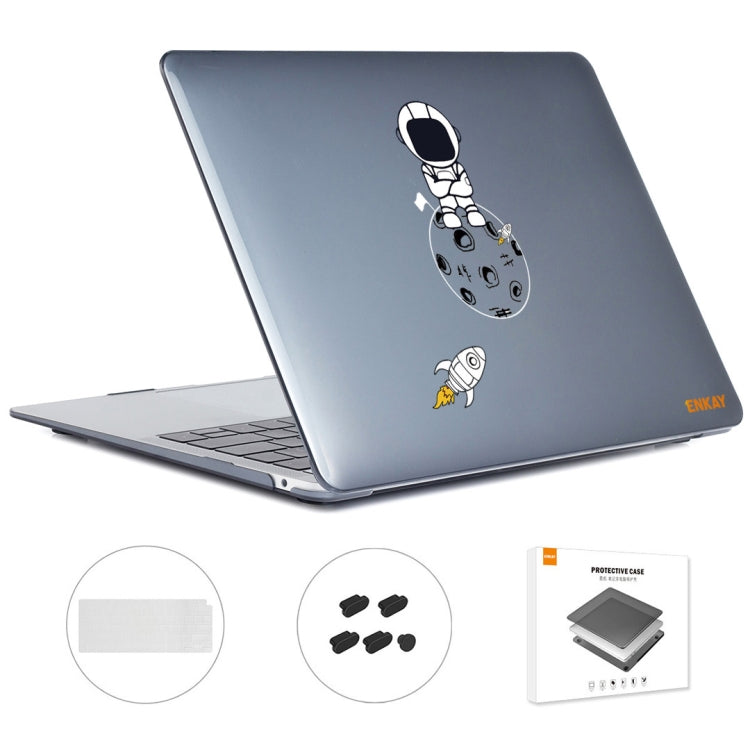 ENKAY Hat-Prince 3 in 1 Spaceman Pattern Crystal Case for MacBook Air 13.3 2020 A2179/A2337 with TPU Keyboard Film and Anti-dust Plugs
