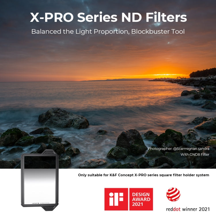 K&F CONCEPT SKU.1894 X-Pro GND16 Square Filter 28 Layer Coatings Reverse Graduated Neutral Density Filter for Camera Lens