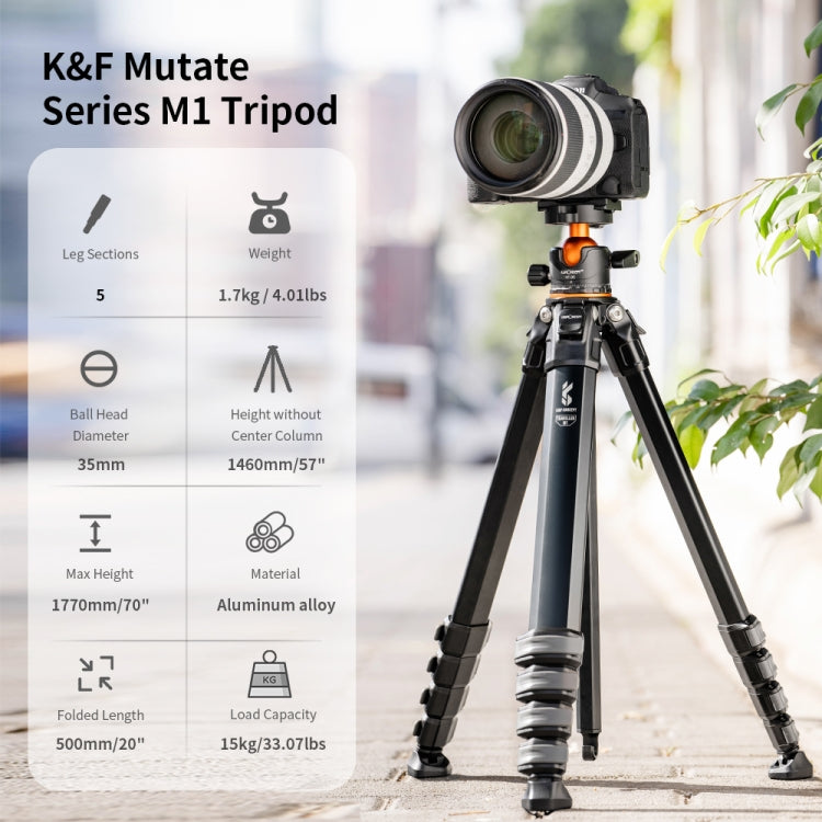K&F CONCEPT KF09.105 Lightweight Travel Tripod with Large Ball Head