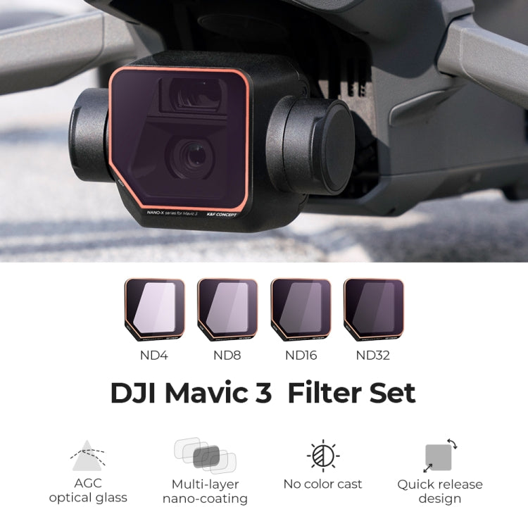 K&F Concept ND Filter Kits for DJI Mavic 3 - 4 in 1 Lens Filter ND4 ND8 ND16 ND32