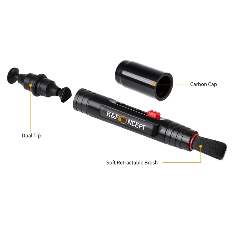 K&F CONCEPT SKU.1691 2 in 1 Lens Cleaning Pen with Retractable Soft Brush for Camera Lens