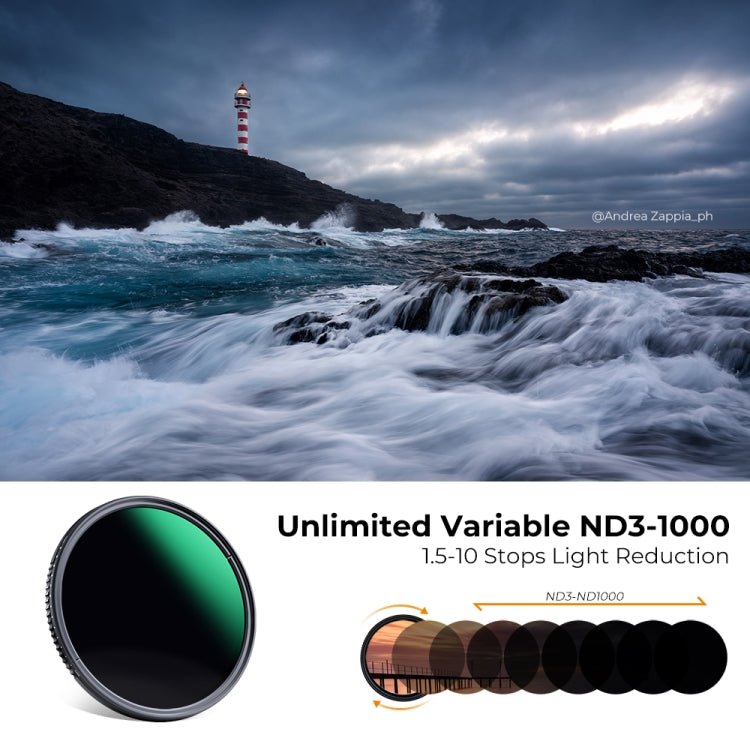 K&F Concept 82mm Variable ND3-ND1000 Waterproof Camera Filter