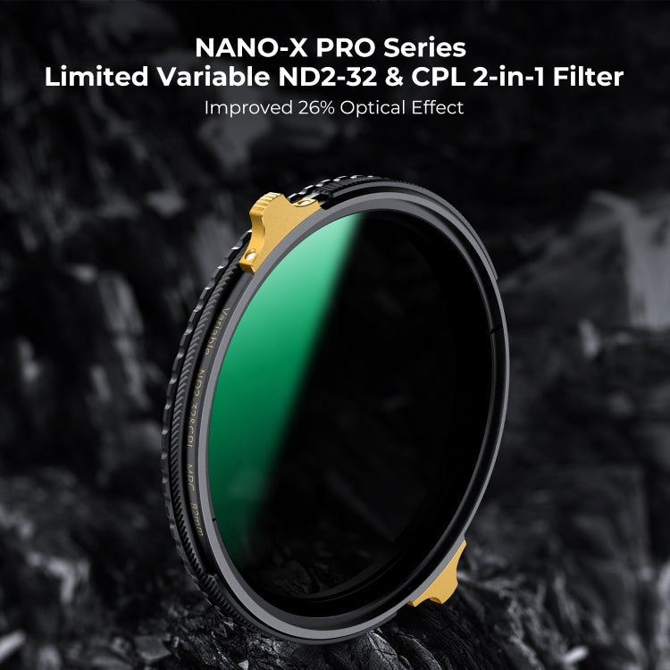 K&F CONCEPT KF01.2003 82mm Nano-X PRO ND2-ND32+CPL Filter with Ultra-Thin Copper Frame