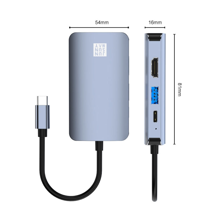 JUNSUNMAY 6-in-1 USB Type-C Hub with 4K HDMI, Ethernet, and USB Ports