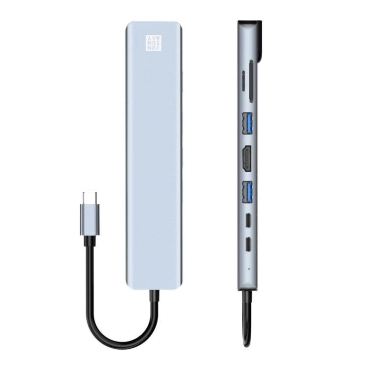 JUNSUNMAY 8-in-1 USB Type-C Hub with 4K HDMI, Ethernet, SD/TF Card Reader, and PD Quick Charge