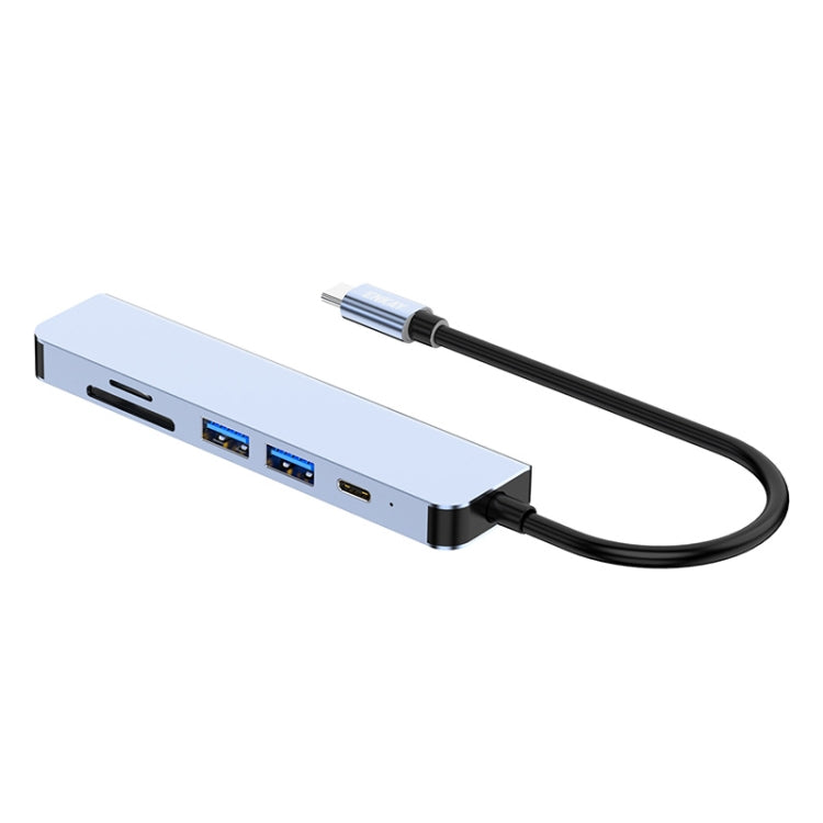 6-in-1 Type-C Hub with 4K HDMI, SD/TF Card Reader, and USB Ports