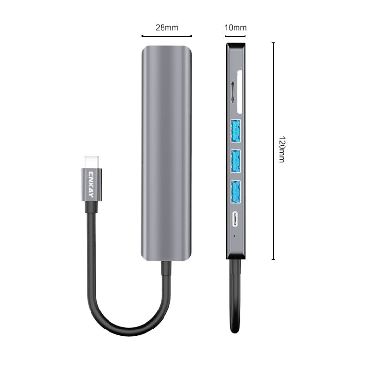ENKAY Hat-Prince 7 in 1 Type-C Docking Station Adapter with 4K HDMI, Quick Charge, and SD/TF Card Reader