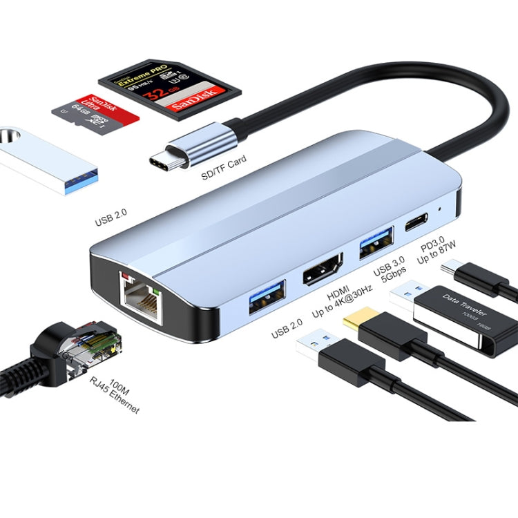 JUNSUNMAY 8-in-1 Type-C Hub Docking Station Adapter with 4K HDMI and RJ45 Ethernet