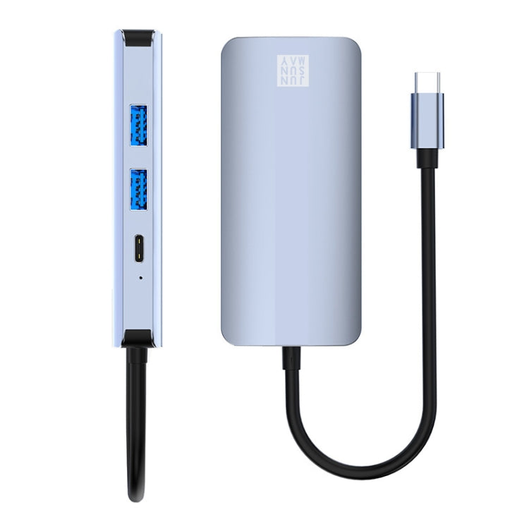 JUNSUNMAY 7 in 1 Type-C Docking Station Adapter with 4K HDMI, VGA, and 3.5mm Audio