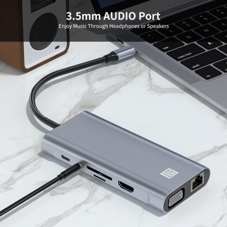 JUNSUNMAY 11 in 1 USB-C Docking Station Adapter with 4K HDMI, VGA, and PD Quick Charge
