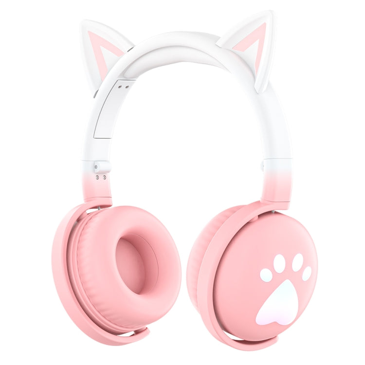 Wireless RGB Cat Ear Bluetooth Headset with Detachable Mic - Pink