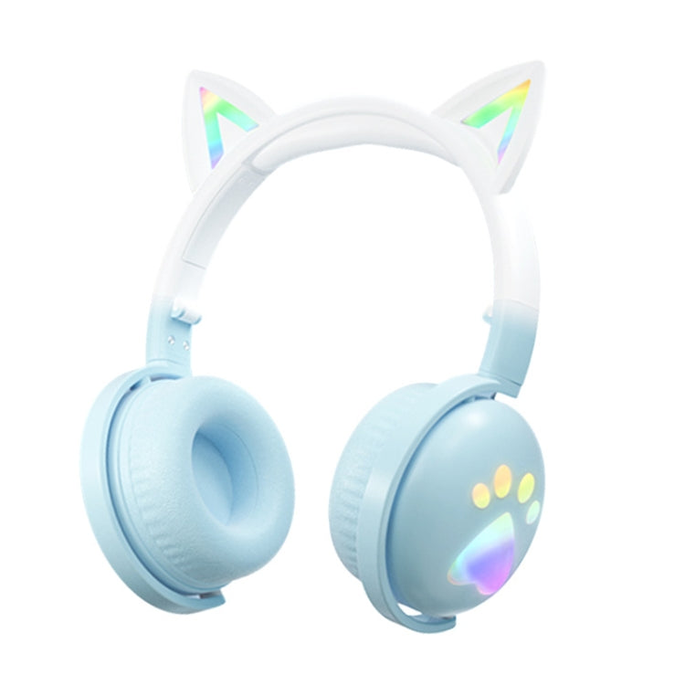 Bluetooth Wireless Music Headset with Detachable Mic and Cute Cat Ears (Blue)