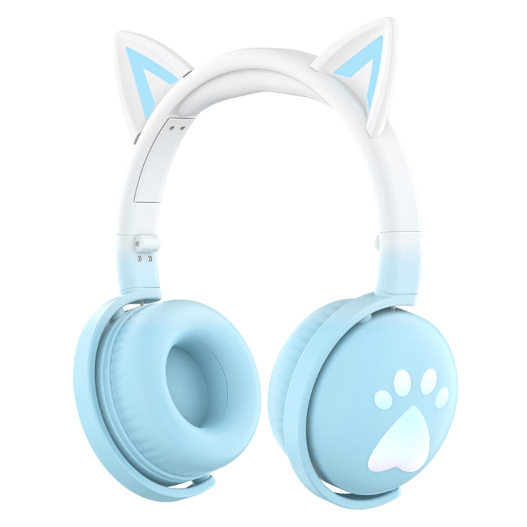 Bluetooth Wireless Music Headset with Detachable Mic and Cute Cat Ears (Blue)